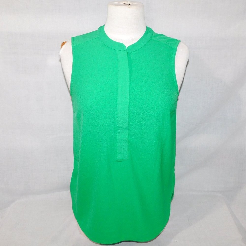 Hilary Radley Green Sleeveless 1/2 Zip Blouse Top Womens S